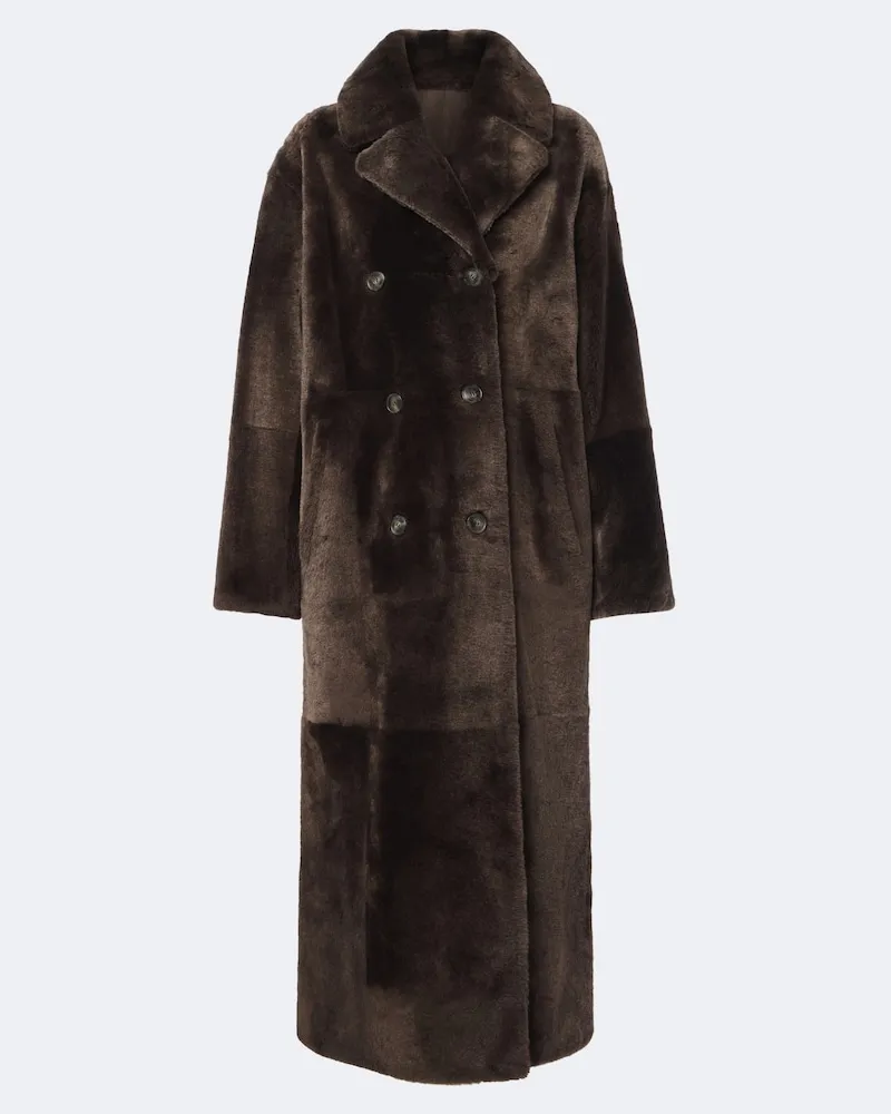 Yves Salomon Mantel aus Shearling Braun