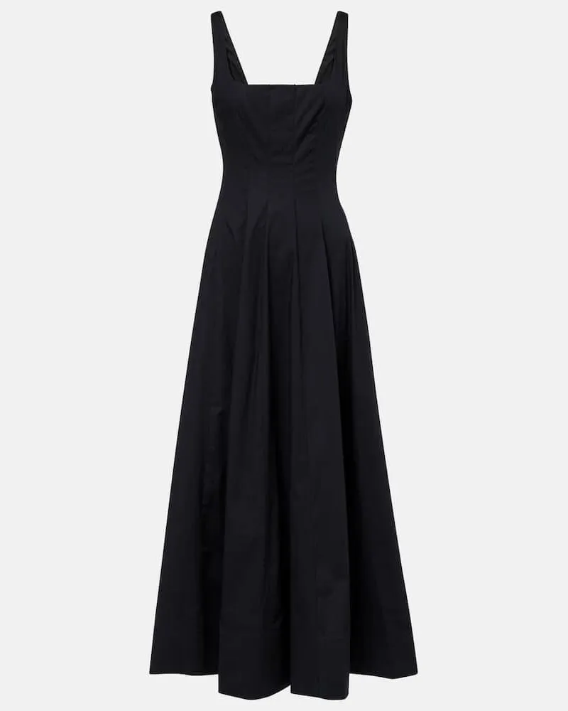 STAUD Midikleid Wells aus Baumwolle Schwarz