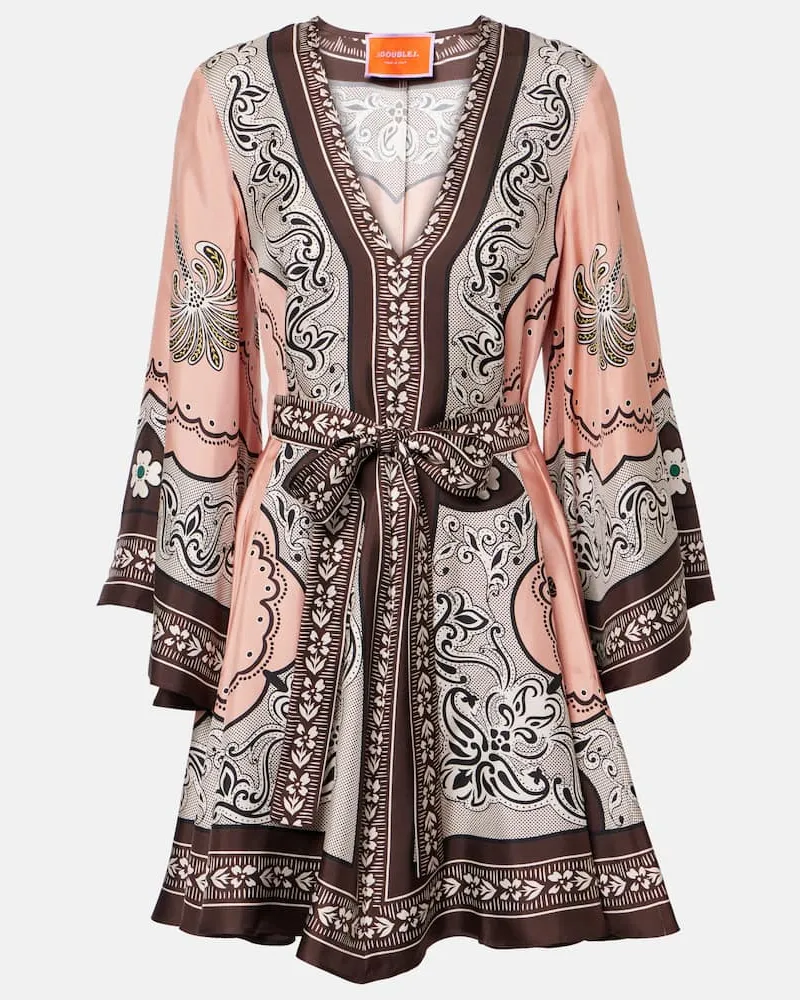 La DoubleJ Minikleid Magnifico aus Seiden-Twill Multicolor