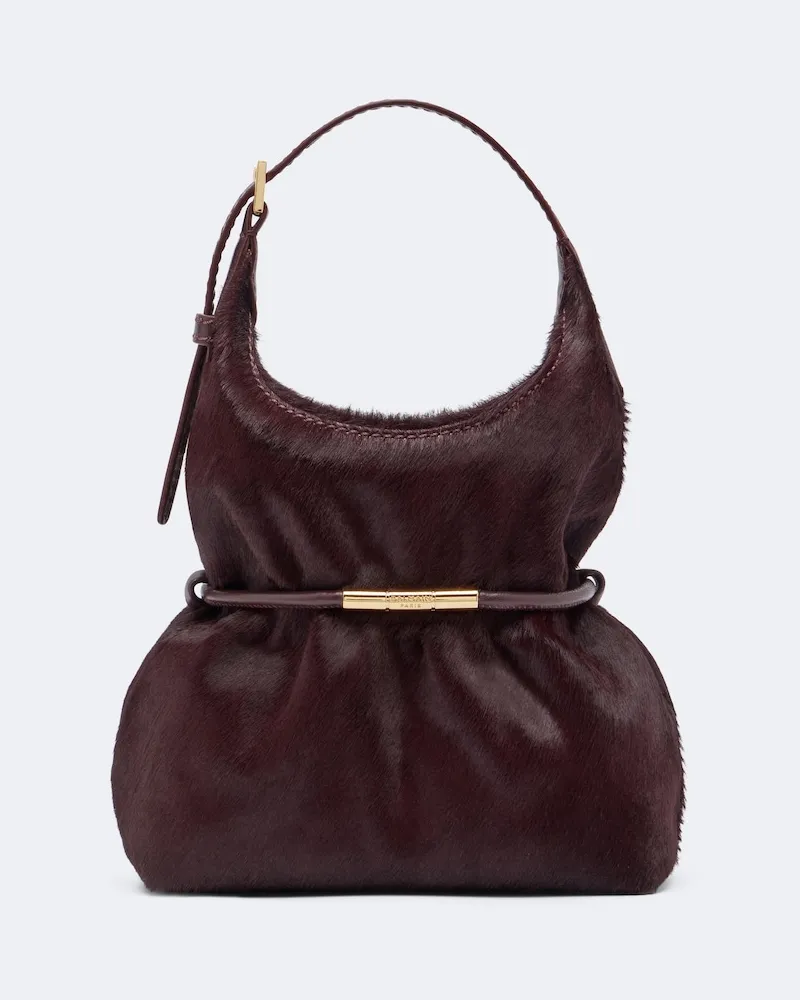 Balmain Tote Bag Sphynx Mini aus Kalbshaar Burgunderrot