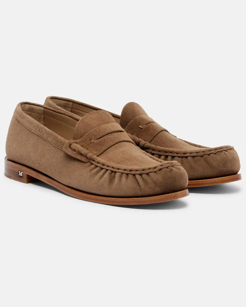 Max Mara Loafers aus Veloursleder Braun