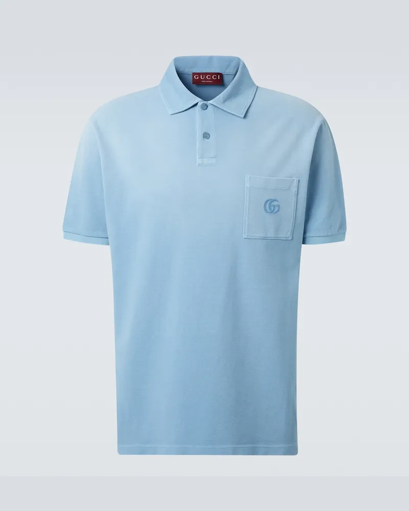 Gucci Polohemd Double G aus Piqué Blau