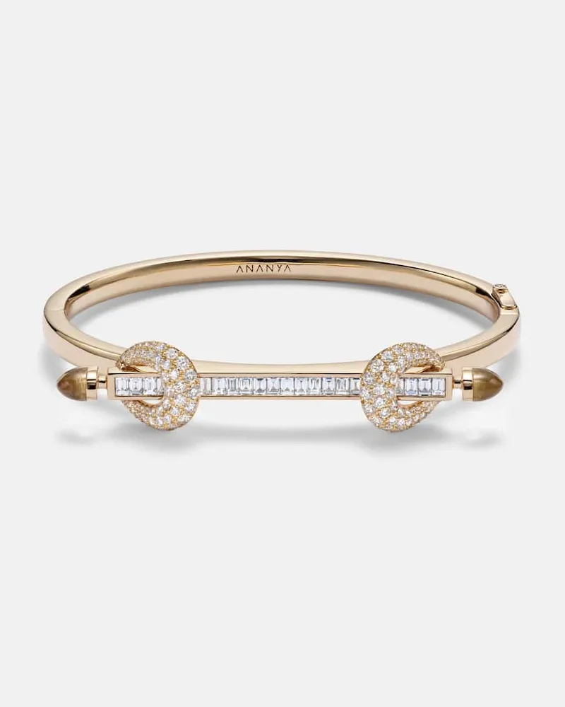 Ananya Armreif Chakra Icon aus 18kt Gelbgold mit Diamanten und Quarz Gold