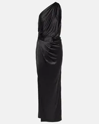 The Sei One-Shoulder-Maxikleid aus Seidensatin Schwarz