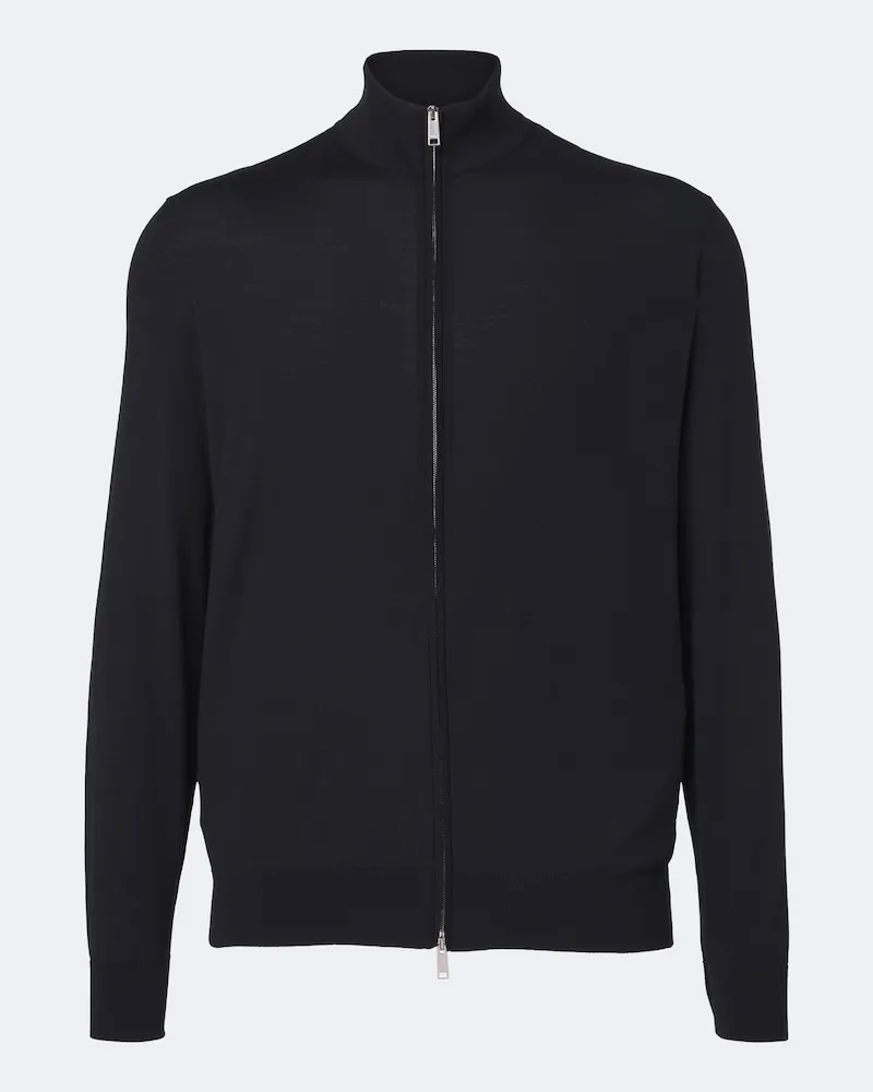 Ermenegildo Zegna Pullover mit Reißverschluss aus Wolle Blau