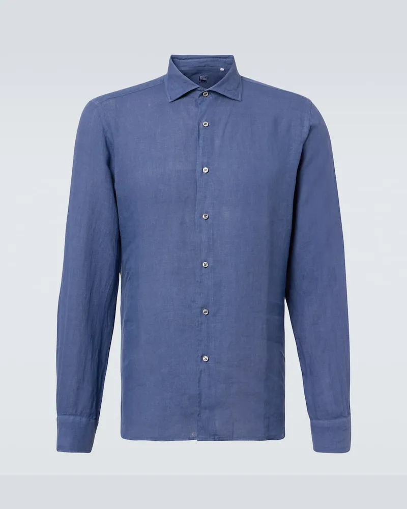 Fedeli Hemd Nick aus Leinen Blau