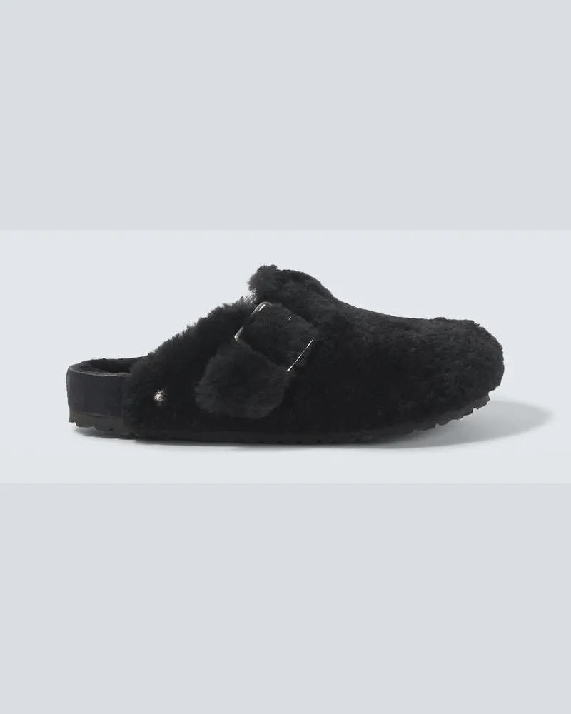 Birkenstock Slippers Boston 1774 aus Shearling Schwarz