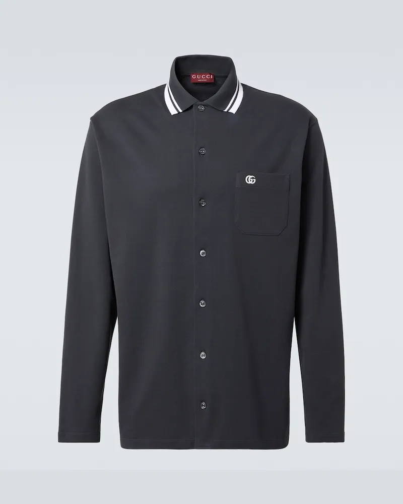 Gucci Polohemd GG aus einem Baumwollgemisch Grau