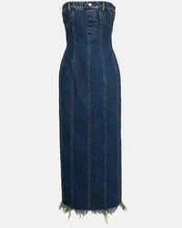 Alexander McQueen Bustier-Kleid aus Denim Blau