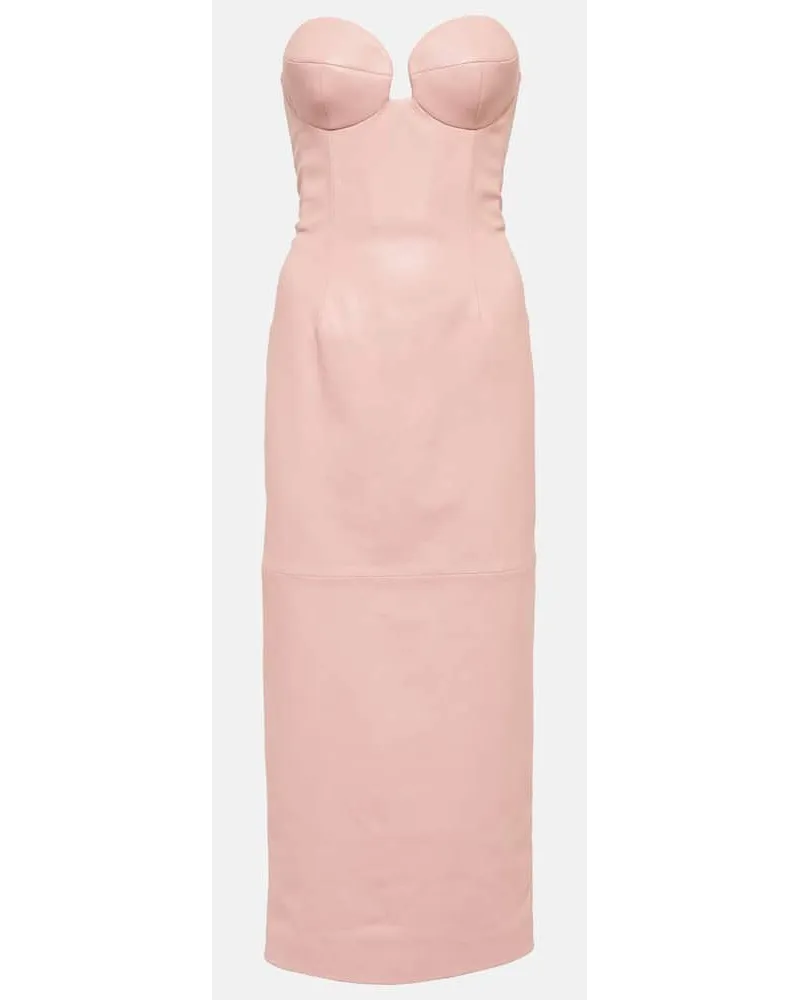 Magda Butrym Midikleid aus Leder Pink