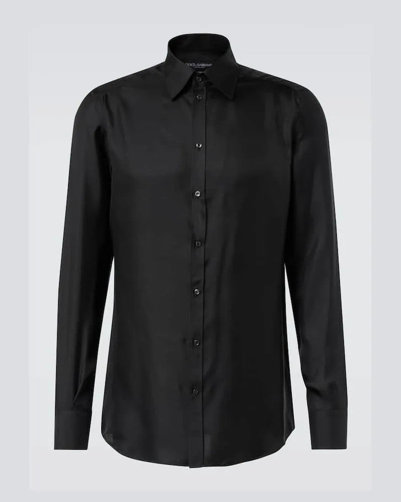 Dolce & Gabbana Hemd Martini aus Seiden-Twill Schwarz