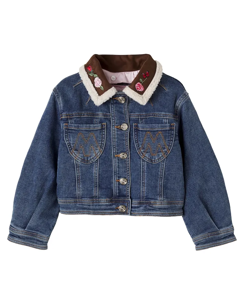 Monnalisa Bestickte Jeansjacke Blau