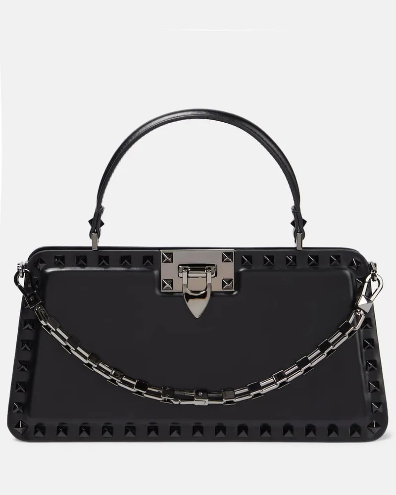 Valentino Garavani Clutch Rockstud Small aus Leder Schwarz