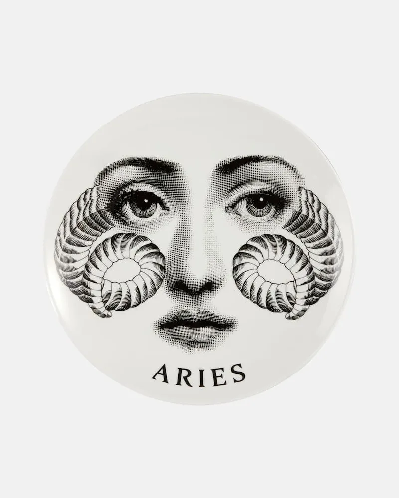 Fornasetti Wandteller Tema e Variazioni Aries Nr. 348 Schwarz