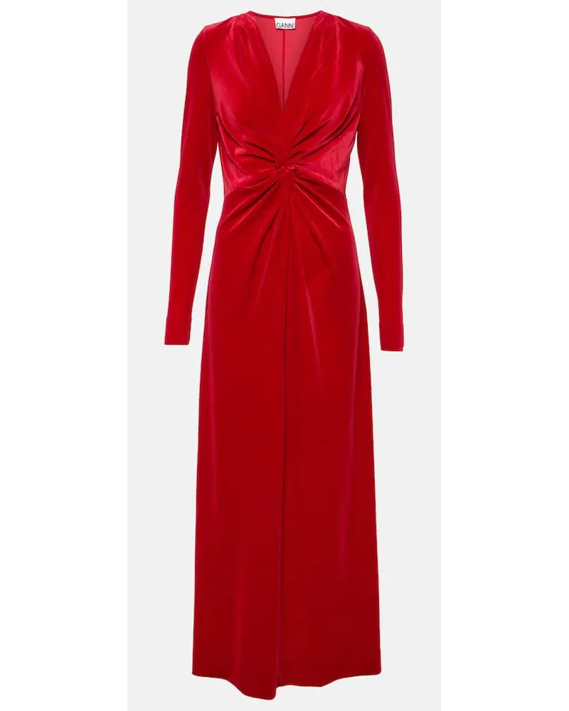 Ganni Maxikleid aus Samt Rot