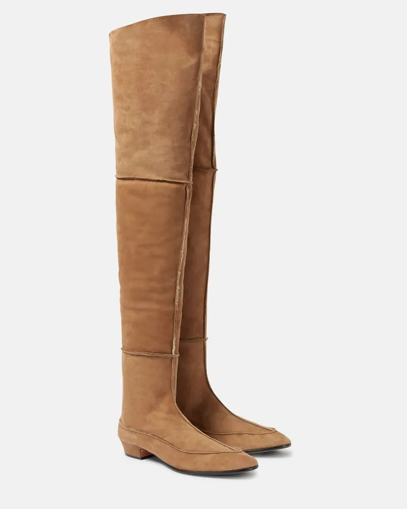 The Row Overknee-Stiefel Awar aus Veloursleder Braun