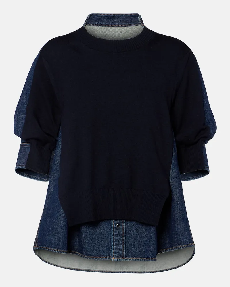 Sacai Pullover aus einem Baumwollgemisch Blau