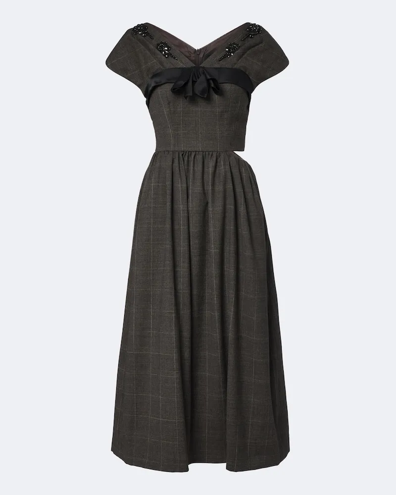 Simone Rocha Verziertes Midikleid aus Wolle Grau