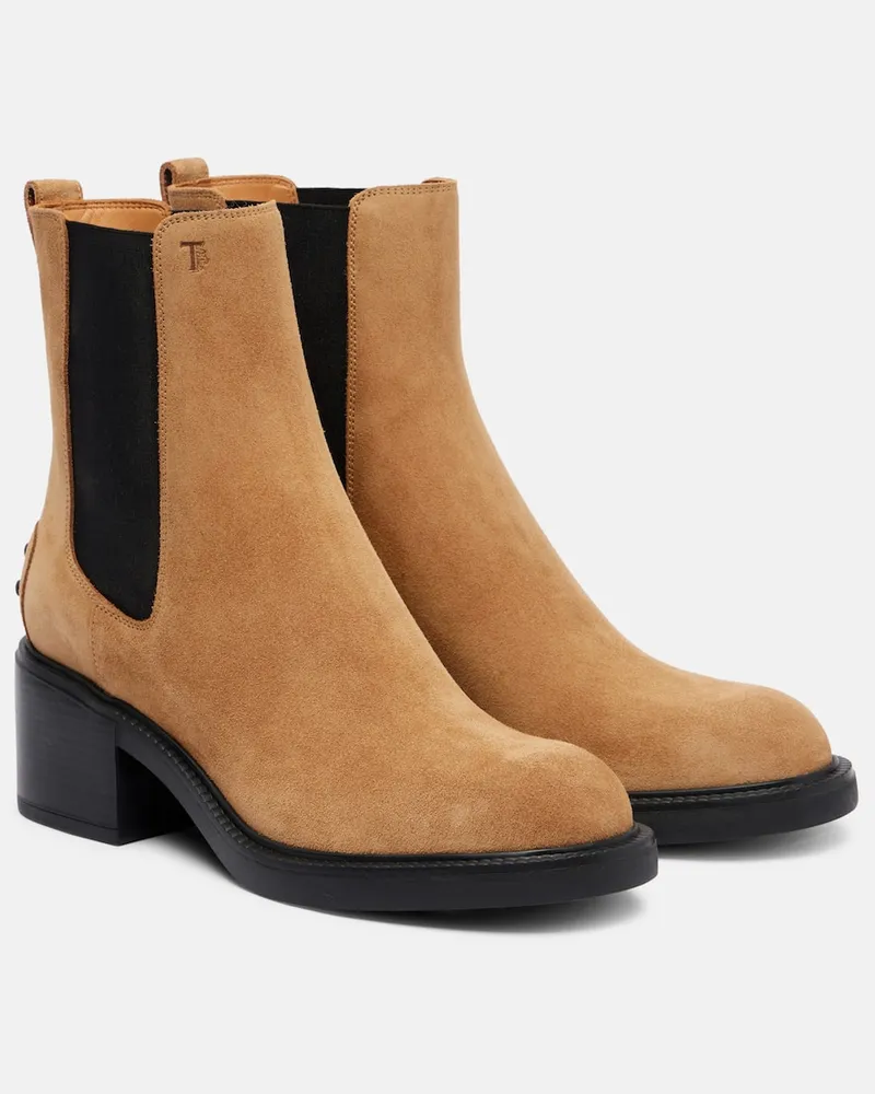 TOD'S Chelsea Boots aus Veloursleder Beige