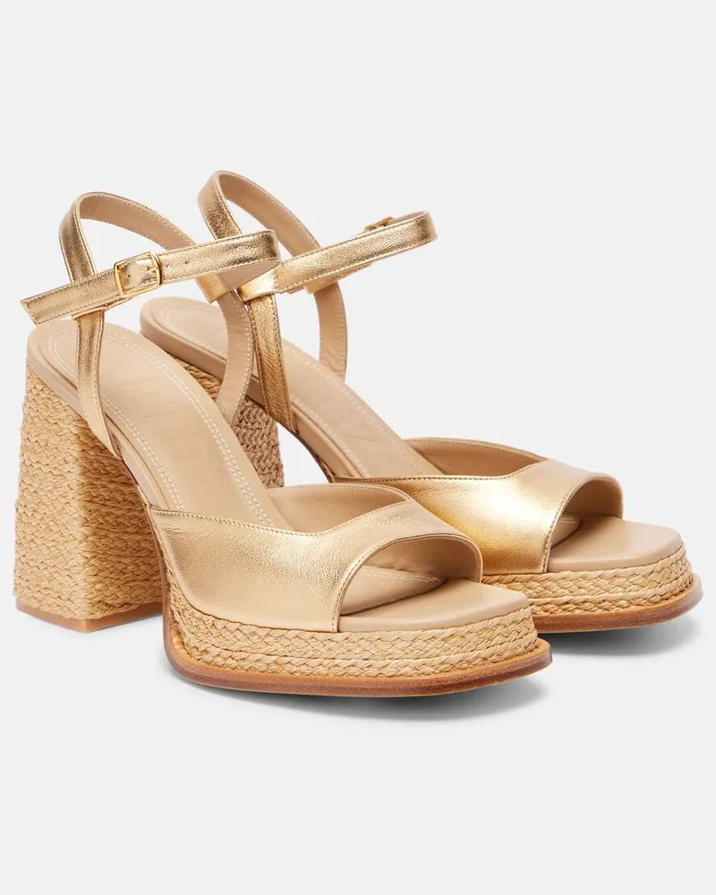 SOULIERS MARTINEZ Plateausandalen Gracia aus Metallic-Leder Gold