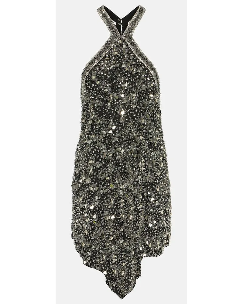 Isabel Marant Verziertes Minikleid Mahina aus Seide Silber
