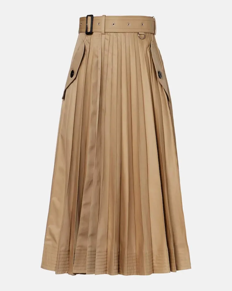 Sacai Midirock aus Gabardine Beige