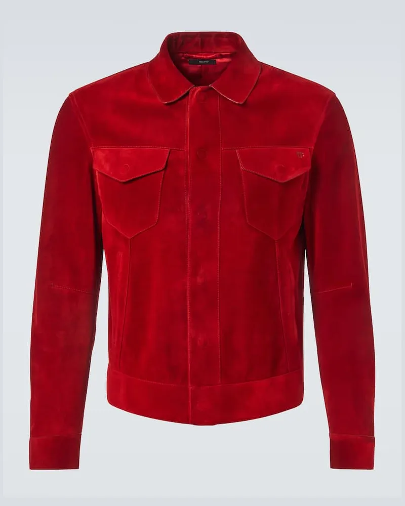 Tom Ford Jacke aus Veloursleder Rot