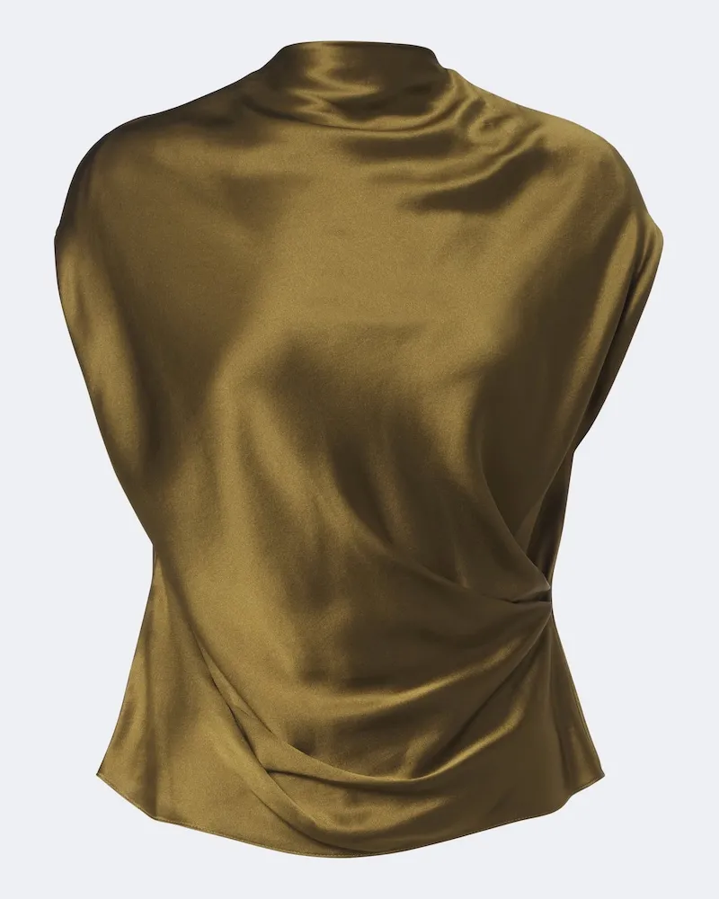 The Sei Top aus Seidensatin Grün