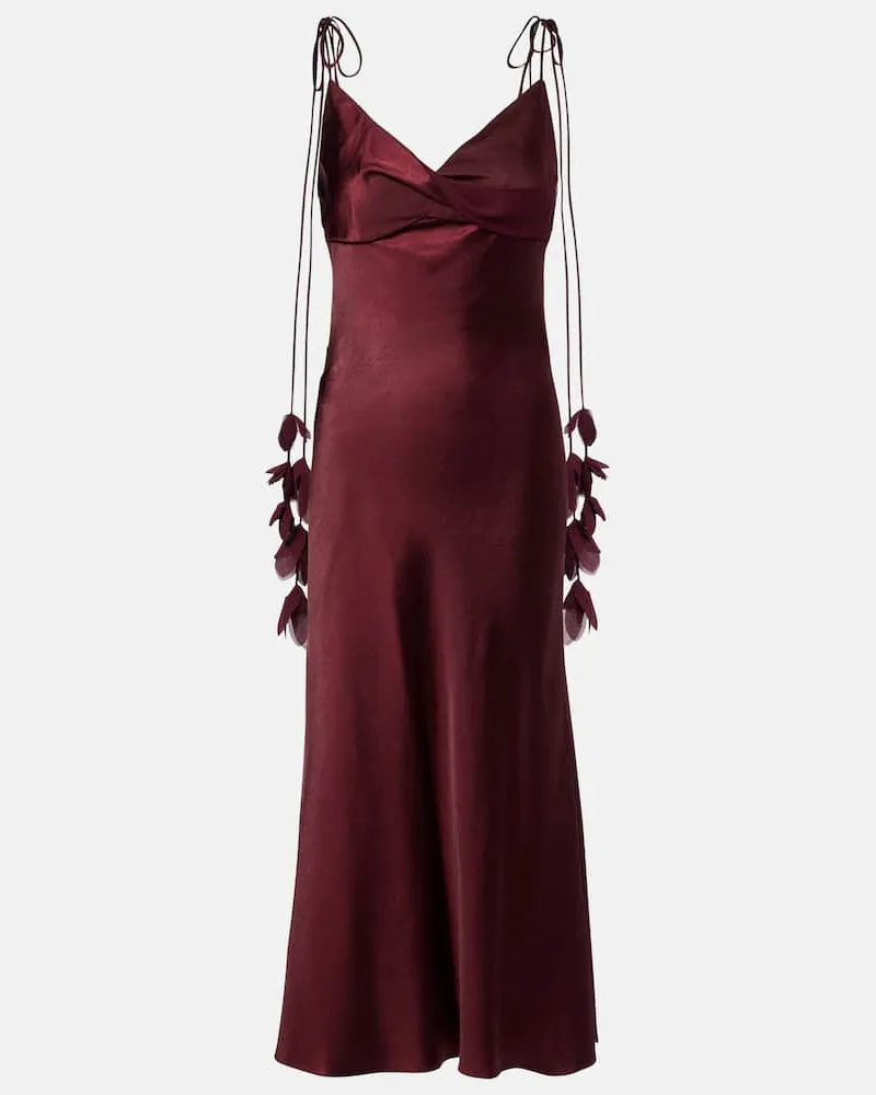Self-Portrait Slipdress aus Satin Burgunderrot