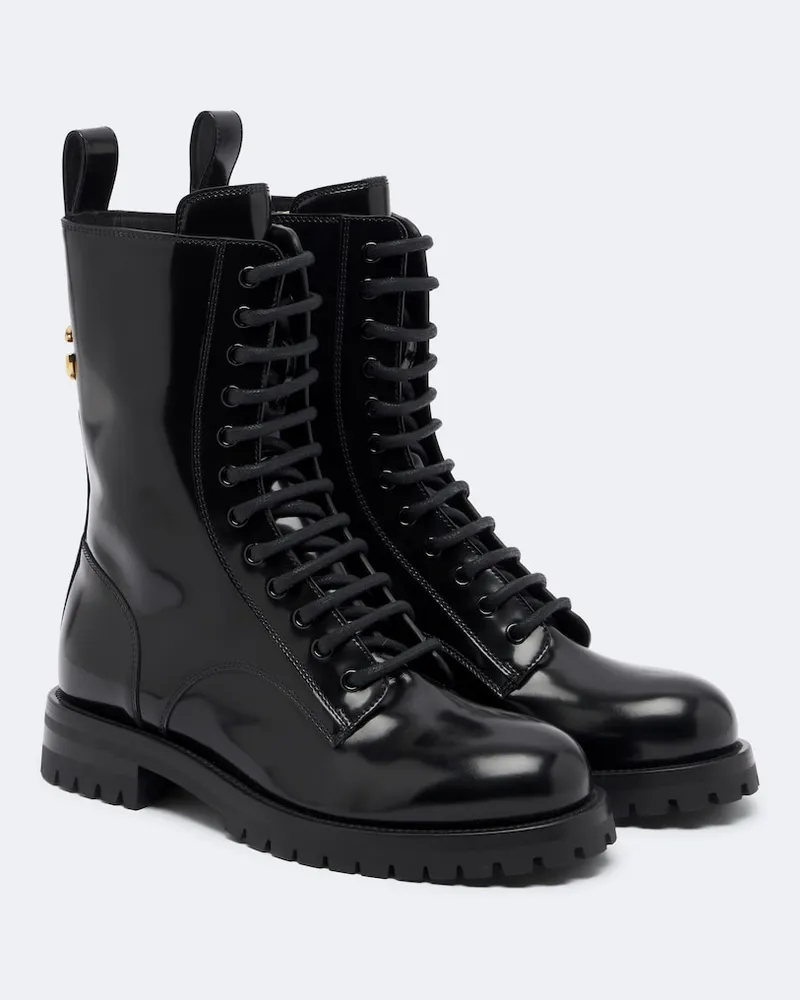 Dolce & Gabbana Schnürstiefel DG aus Leder Schwarz