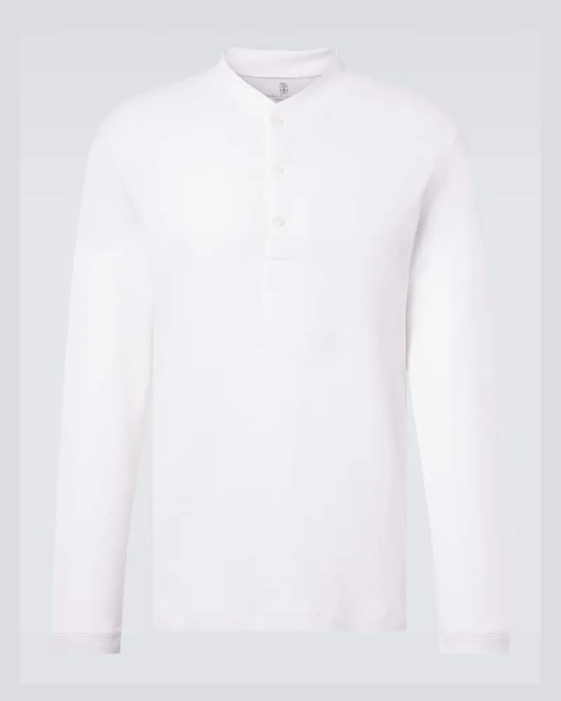 Brunello Cucinelli Henley-Top aus Baumwolle und Seide Weiß