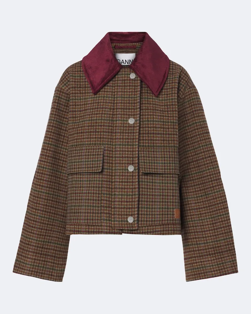 Ganni Jacke aus Twill mit Cord Braun
