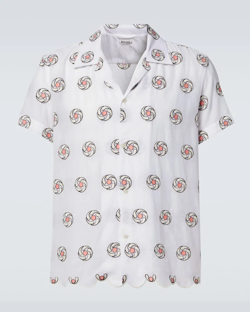BODE Hemd Floral Aperture aus Baumwolle Weiã