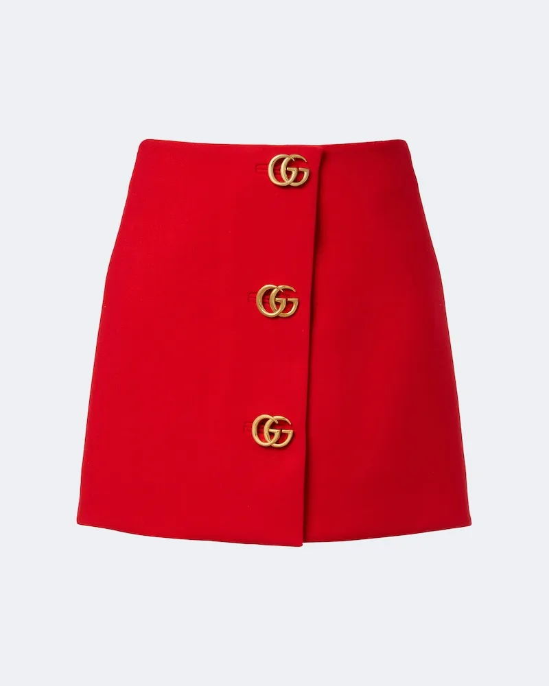 Gucci Minirock Double G aus Woll-Crêpe Rot