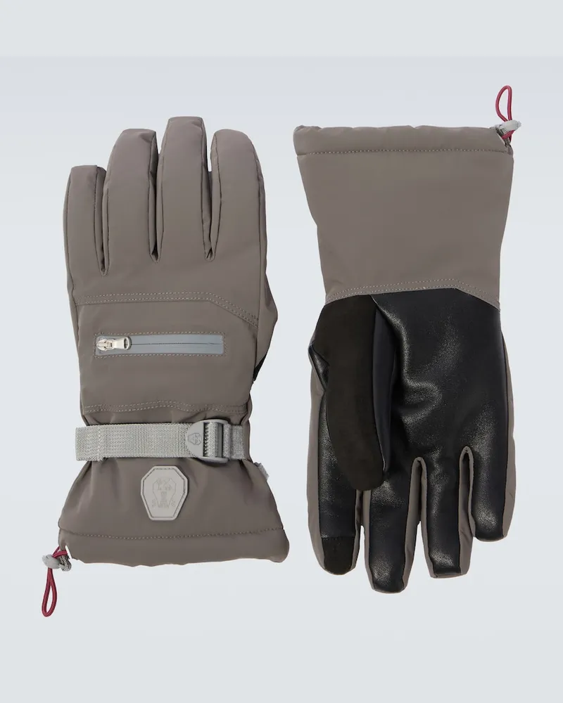 Brunello Cucinelli Skihandschuhe mit Leder Grau