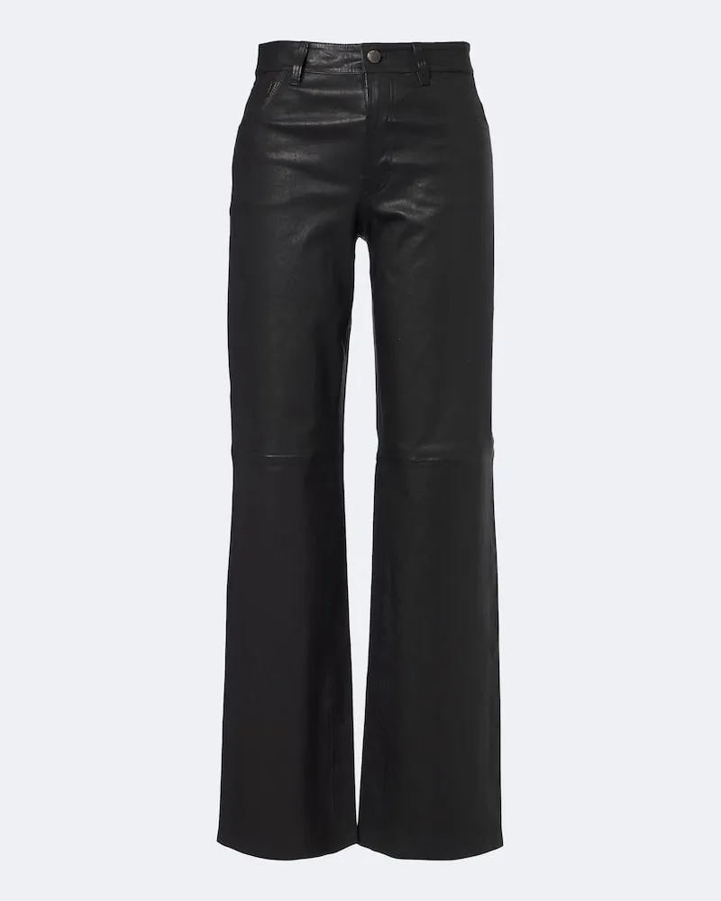 7 for all mankind Gerade Hose Stovepipe aus Leder Schwarz