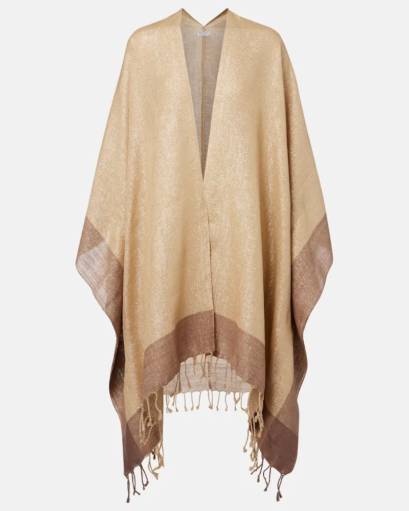Brunello Cucinelli Poncho aus einem Leinengemisch Beige