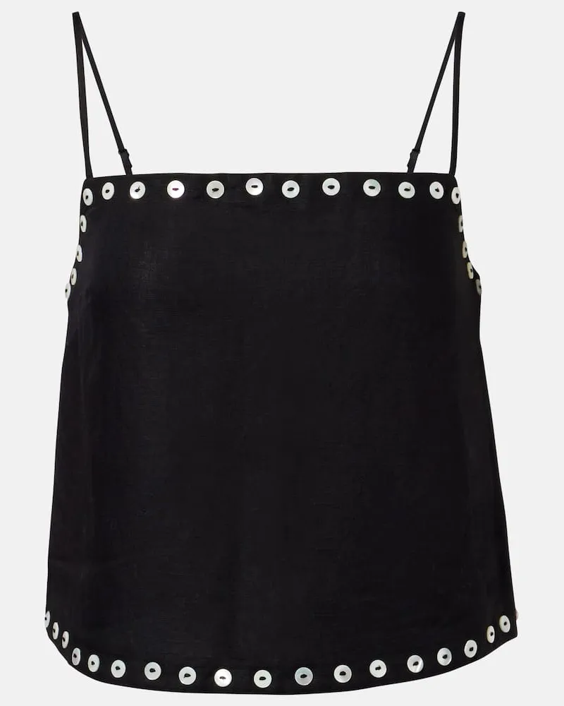 STAUD Top Kirra aus einem Leinengemisch Schwarz