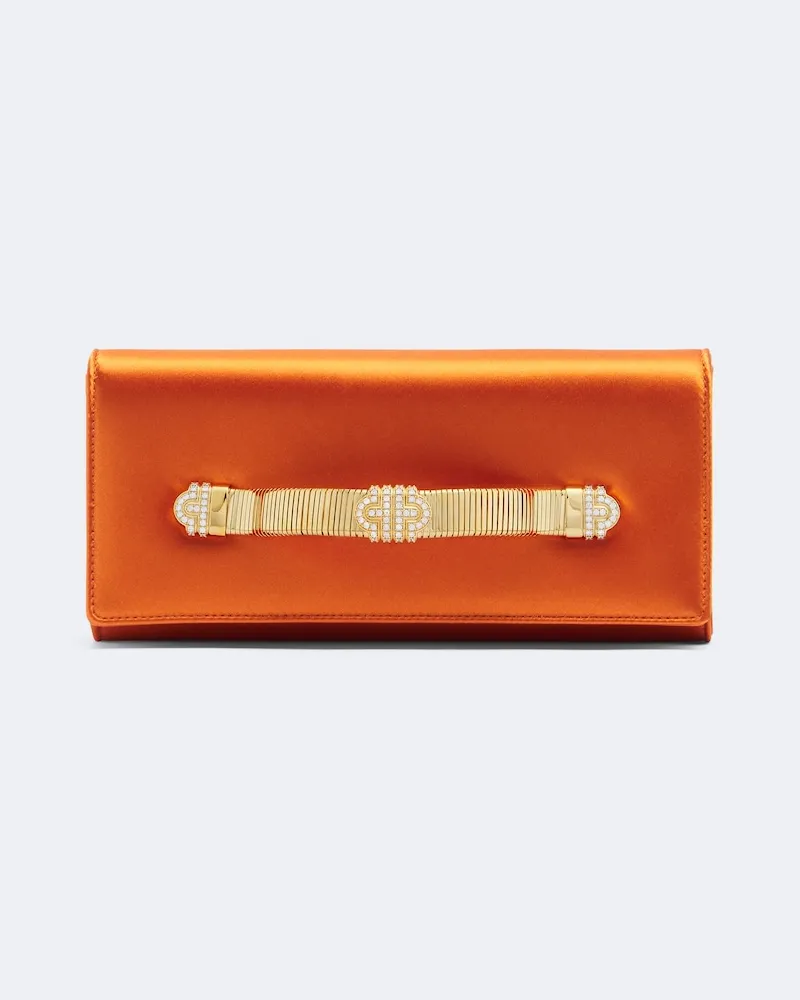 Bulgari Verzierte Clutch Bvlgari Tubogas aus Satin Orange