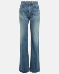 Saint Laurent High-Rise Flared Jeans Blau