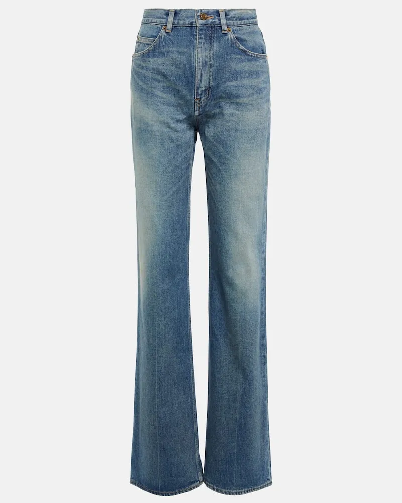 Saint Laurent High-Rise Flared Jeans Blau