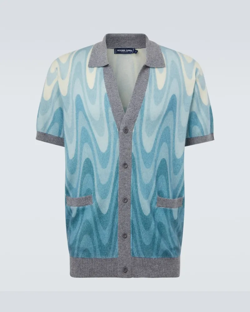 Frescobol Carioca Cardigan Romero aus Wolle und Kaschmir Blau