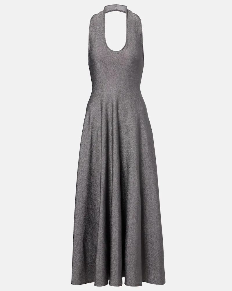 KHAITE Maxikleid Melina aus Lamé Silber