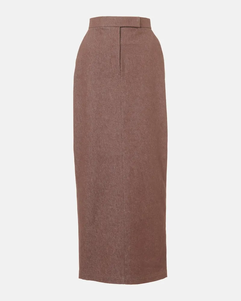 Max Mara Maxirock Pianosa aus Baumwolle Braun