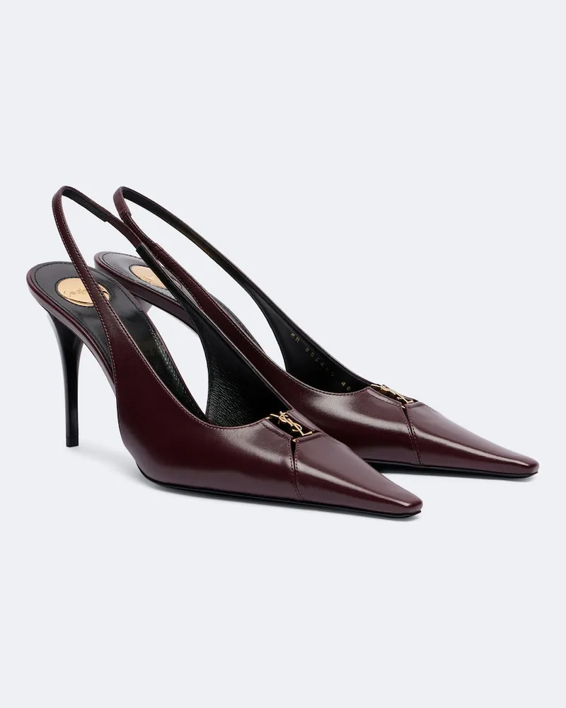 Saint Laurent Slingback-Pumps Babylone Breteuil aus Leder Burgunderrot