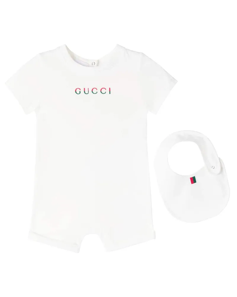 Gucci Baby Set aus Body und Lätzchen Weiß