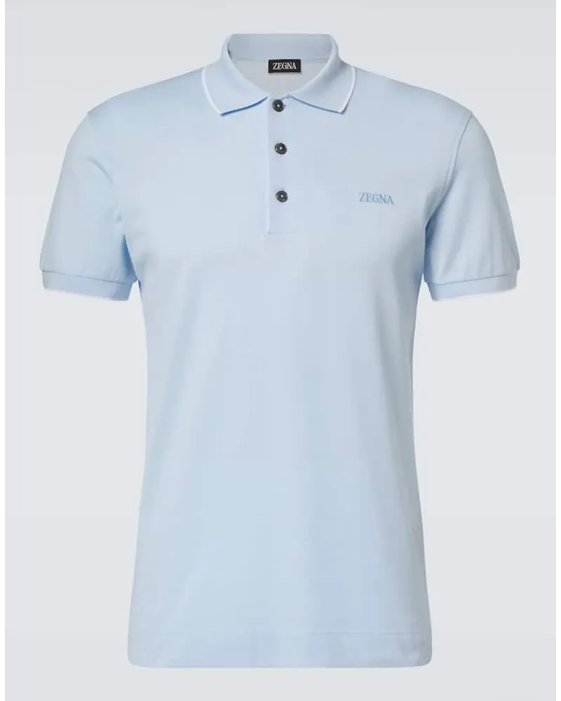 Ermenegildo Zegna Polohemd aus einem Baumwollgemisch Blau