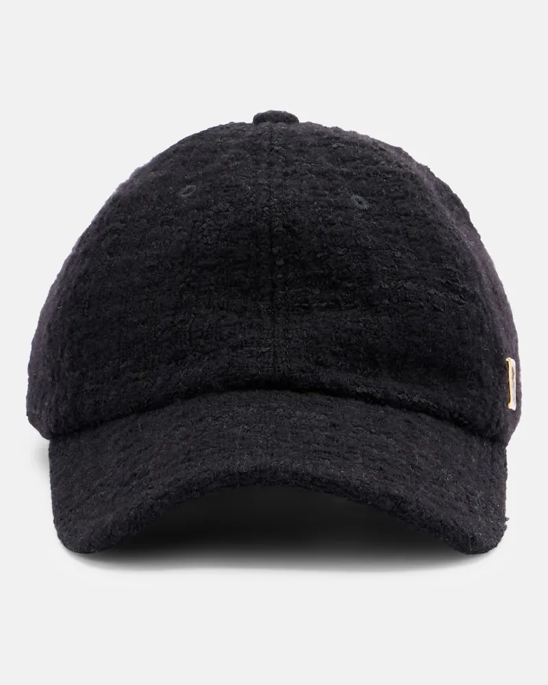 Saint Laurent Baseballcap Cassandre aus Tweed Schwarz