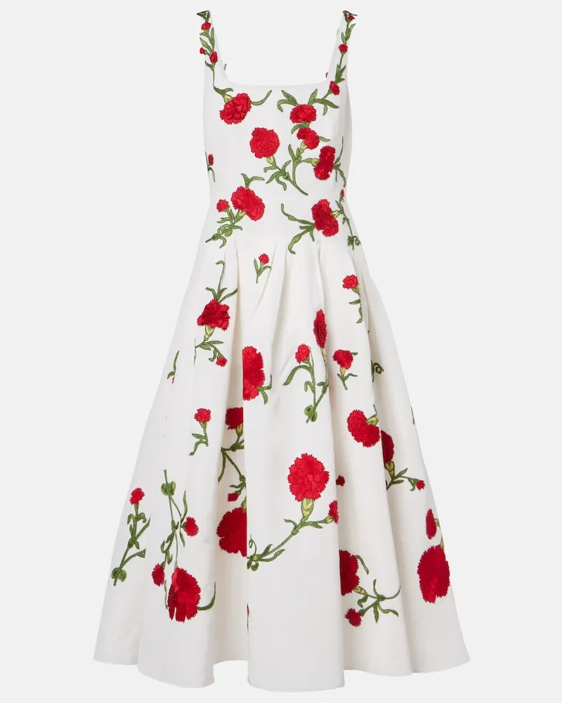 Carolina Herrera New York Besticktes Cocktailkleid aus Seide Weiß