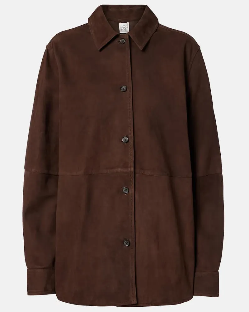 Totême Hemdjacke aus Veloursleder Braun